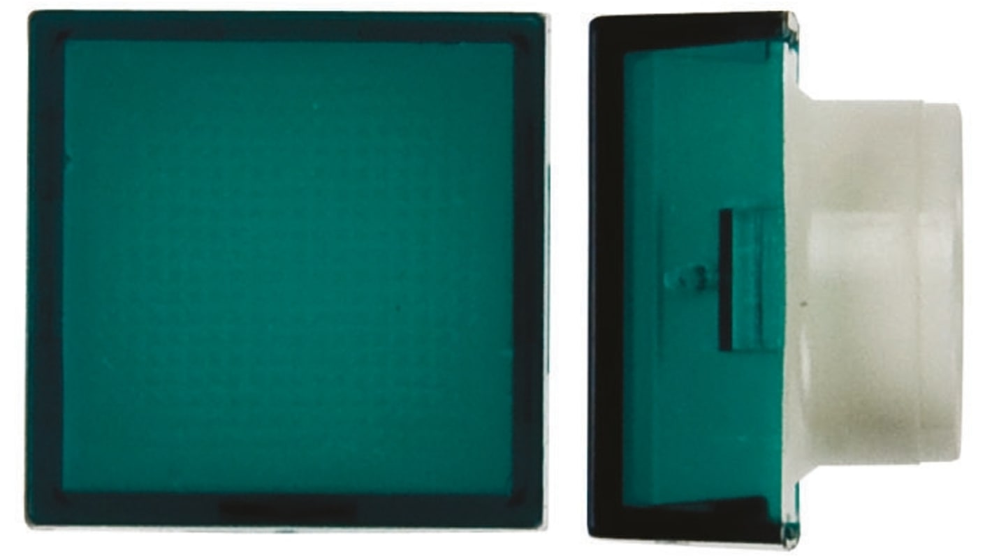 Lente pulsante quadrata verde Saia-Burgess 563211-605 per Serie TP2, grado di protezione IP67, compatibile con interruttori illuminati.