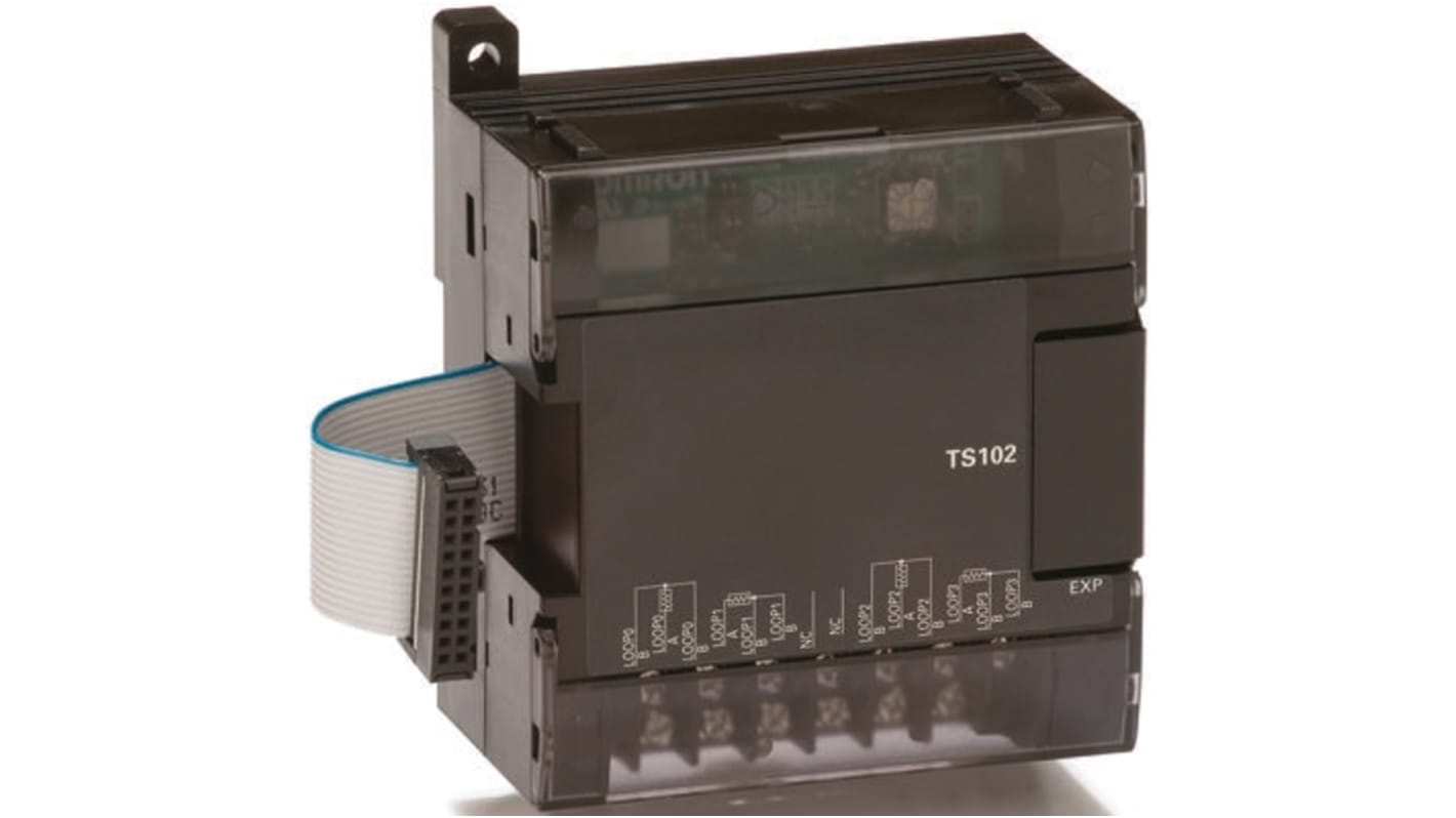 Modulo di espansione Omron CP1WTS102 per PLC Serie CP1H e CP1L, 4 ingressi per termocoppie, dimensioni 86 x 90 x 50 mm.
