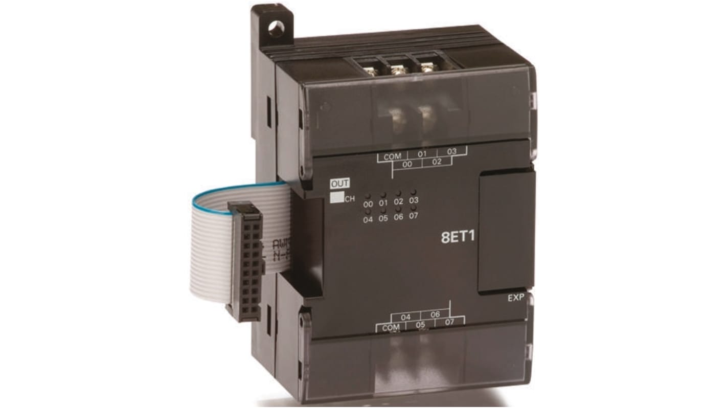 Modulo di espansione PLC Omron CP1W-8ET1, 8 uscite a transistor, dimensioni 90 x 66 x 50 mm, compatibile con CPU CP1L.