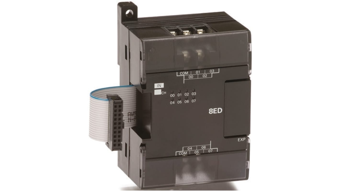 Modulo di espansione PLC Omron CP1W-8ED, 8 ingressi digitali, dimensioni 90 x 66 x 50 mm, compatibile con CPU CP1L.