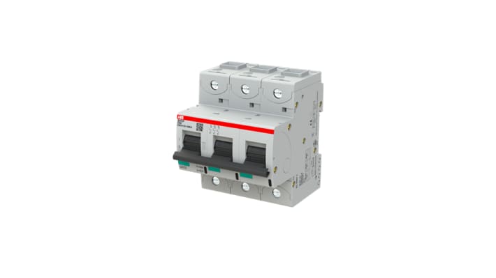 Interruttore magnetotermico ABB 3P Tipo D, 80A, montaggio su guida DIN, dimensioni 95x79,5x88,5 mm, conforme a IEC 60947-2.