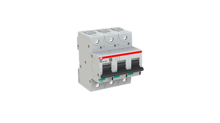 Interruttore magnetotermico ABB 3P Tipo D, 80A, montaggio su guida DIN, dimensioni 95x79,5x88,5 mm, conforme a IEC 60947-2.