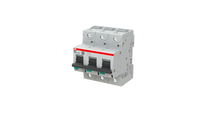 ABB interruttore magnetotermico 3P Tipo B, 100A, montaggio su guida DIN, larghezza 79,5 mm, conforme a EN 60898-1.
