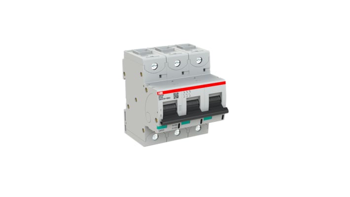 ABB interruttore magnetotermico 3P Tipo B, 100A, montaggio su guida DIN, larghezza 79,5 mm, conforme a EN 60898-1.