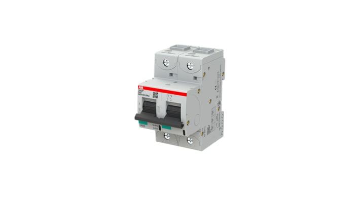 Interruttore magnetotermico ABB 2P Tipo D, 80A, montaggio su guida DIN, dimensioni 53x95x88.5 mm, conforme a EN 60898-1.