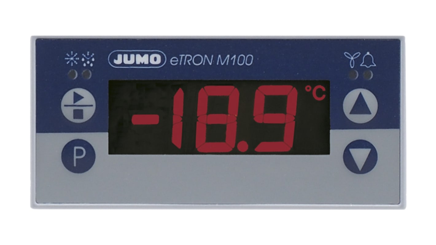 Regolatore di temperatura Jumo 701061/800-32/000 eTRON M100, montaggio a pannello, 76 x 36 mm, 12-24 V, tre uscite relè.
