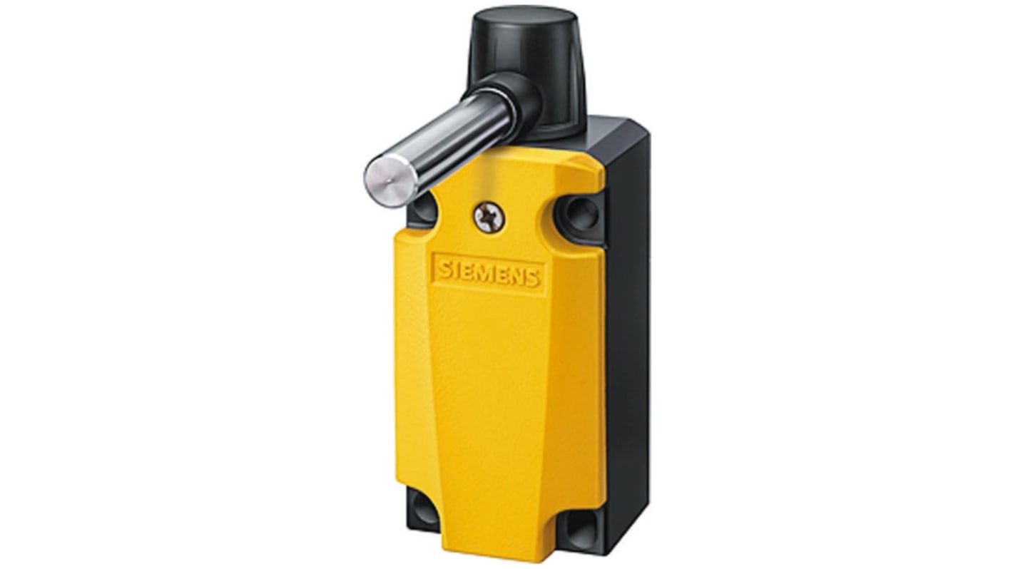 Interruttore di sicurezza a cerniera Siemens 3SE5112-0LU22, per monitoraggio porte, 2NA/NC, 6A, 400V c.a., lunghezza albero 50mm.