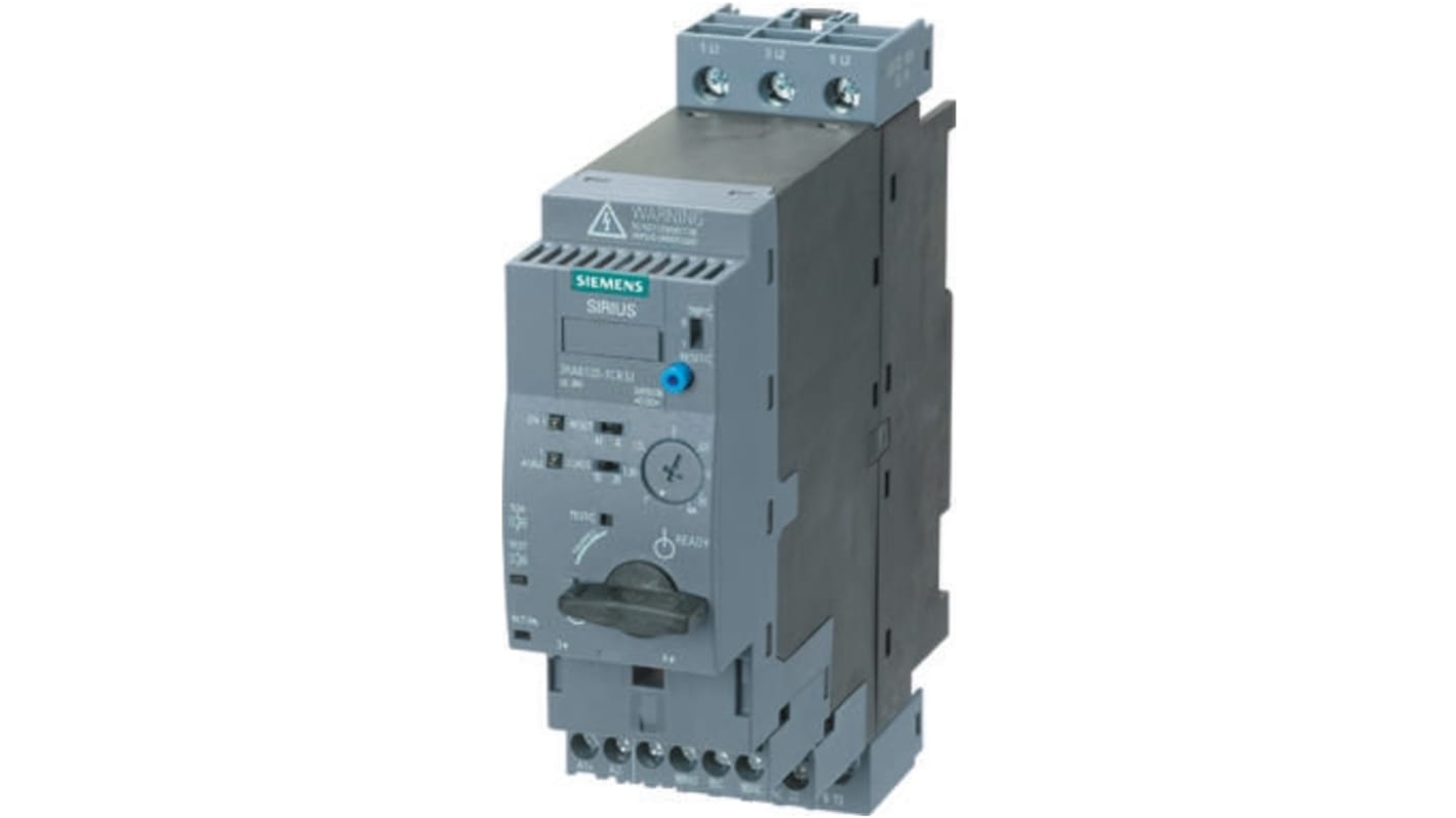 Siemens 3RA6120-1DP32, starter motore DOL 5,5 kW, con interruttore automatico e relè di sovraccarico integrati.