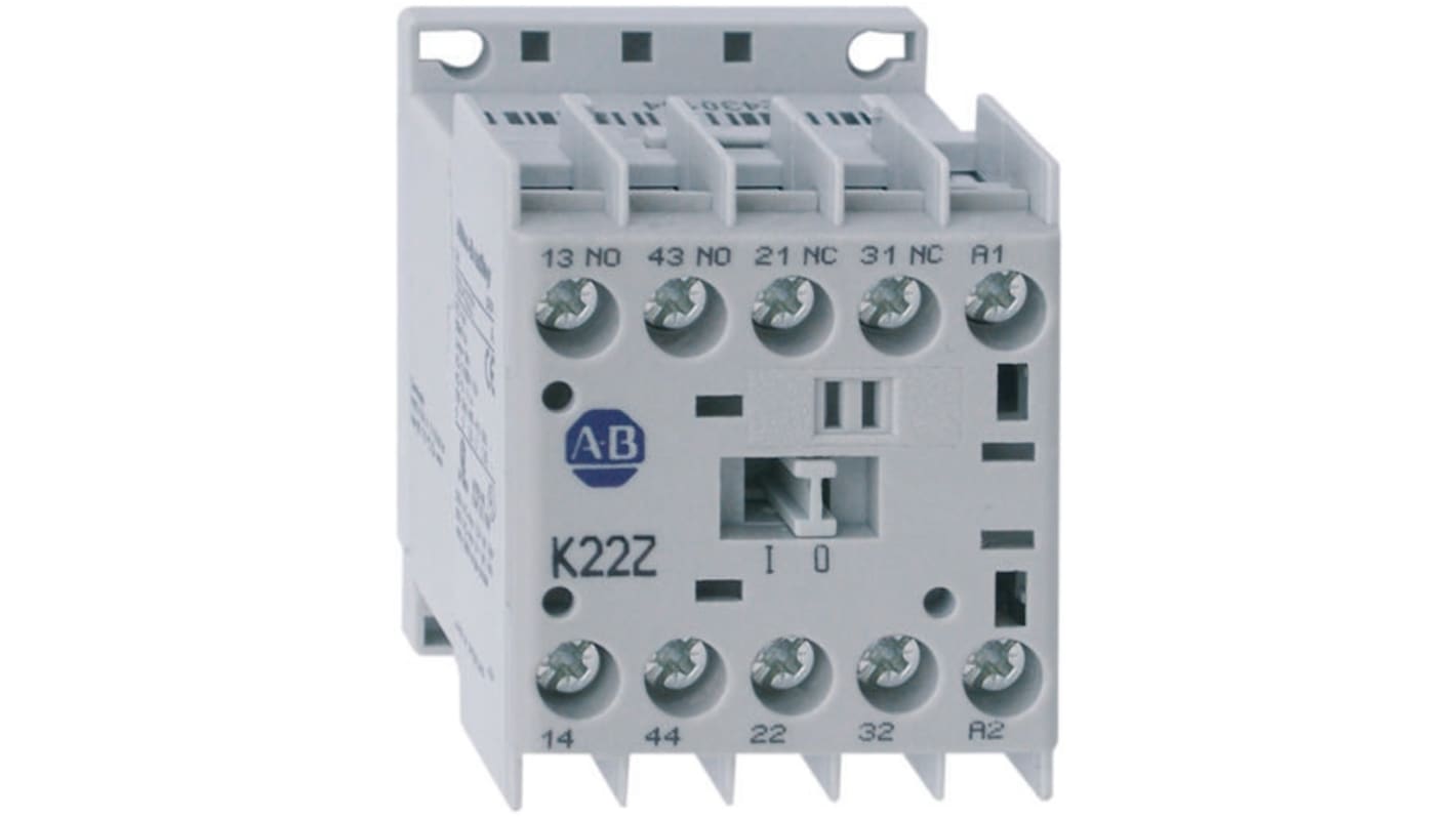 Relè di controllo miniaturizzato IEC Allen Bradley 700-K40E-KJ, 4 poli, 4NO, 10A, 24V CA - Protezione affidabile per motori industriali.