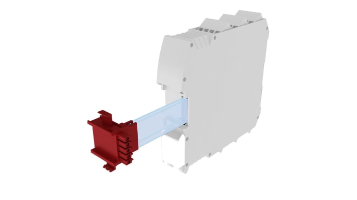 Connettore bus di espansione Preventa XPSMCMCN0000SG per controller di sicurezza Schneider Electric. 5 pin, compatibile con guida DIN Omega da 35 mm. Certificato TUV SUD Cat. 4, PLe.