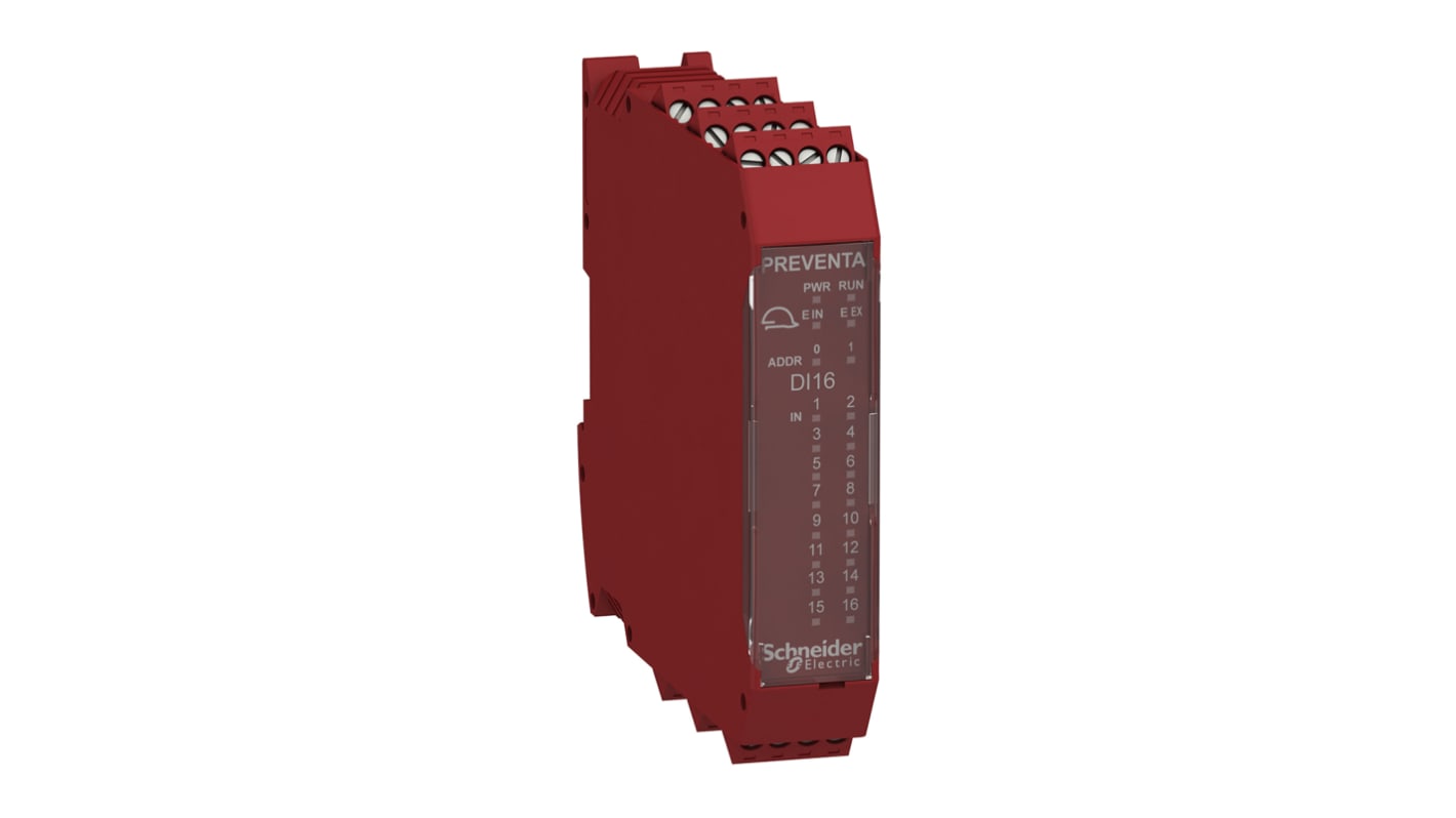 Modulo di ingresso Schneider Electric XPSMCMDI1600, 16 in, 4 out, 24 V c.c. per controller di sicurezza Preventa. Compatto, con monitoraggio avanzato.