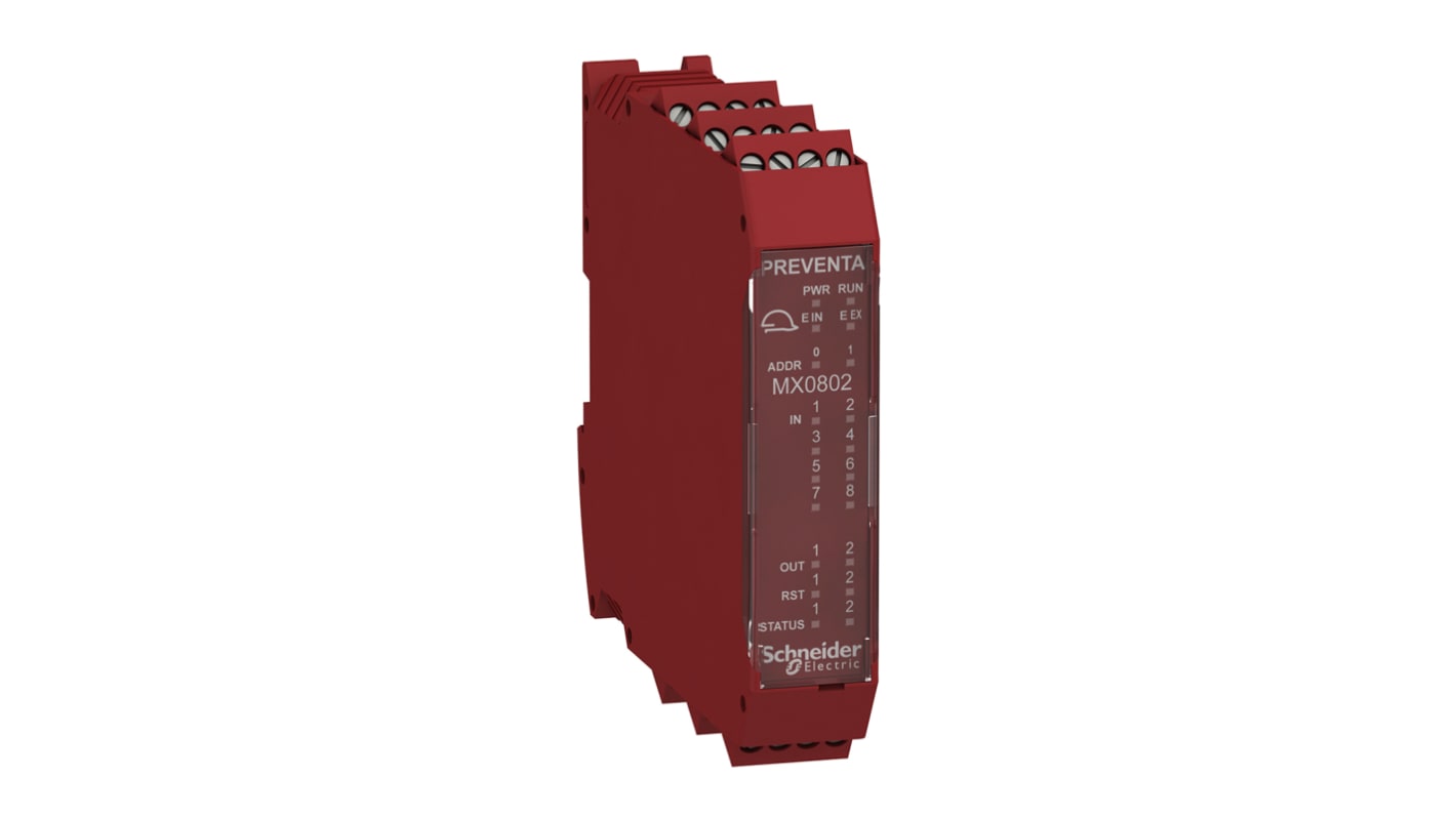 Modulo di ingresso/uscita Schneider Electric XPSMCMMX0802 per Controller di sicurezza, 8 in, 2 out, 24 V c.c. Compatto, configurabile, monitoraggio avanzato.