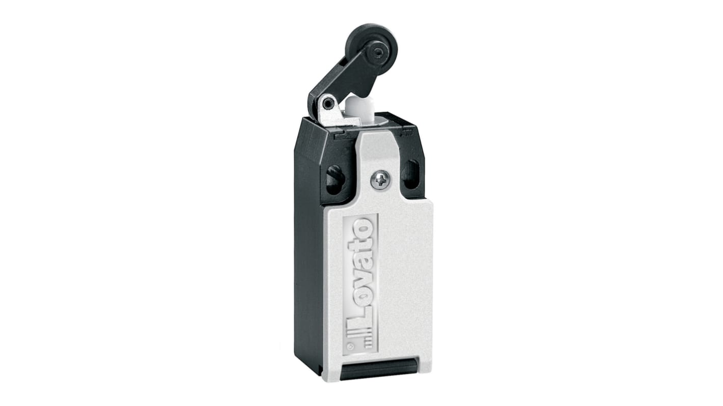 Interruttore di fine corsa Lovato KBC1S11, tasto a rotella NO/NC, protezione IP65, dimensioni 30mm x 93.5mm.