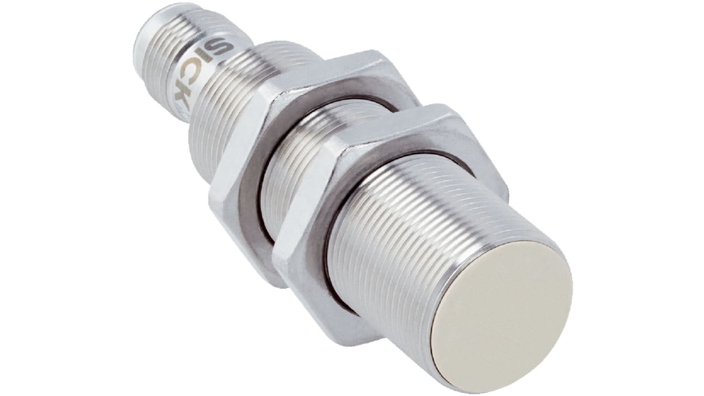 Sensore di prossimità cilindrico Sick IMF18-08BPPNC0S, PNP, M18 x 1, rilevamento 8 mm, IP68/IP69K, connettore M12.