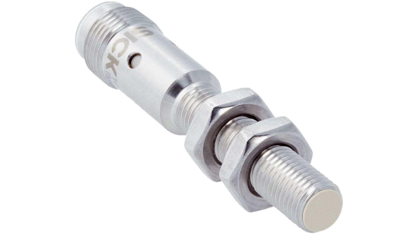 Sensore di prossimità induttivo cilindrico Sick IMF08-02BPPNC0S, PNP M8, rilevamento 2 mm, IP68/IP69K, -40 a +100 °C.