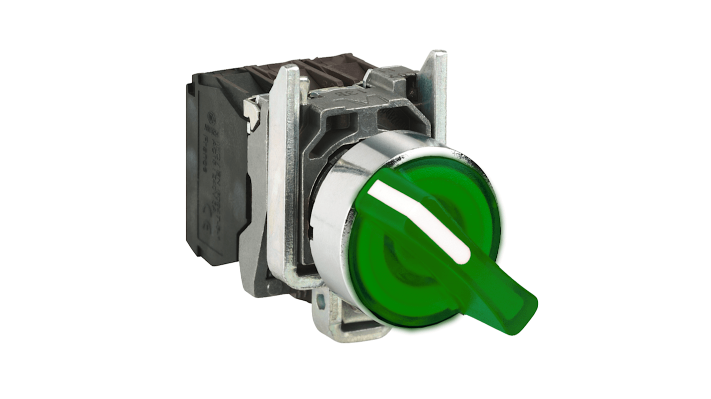Selettore a chiave Schneider Electric XB4BK133M5, 3 posizioni, diametro foro 22 mm, costruzione in metallo, grado di protezione IP67.