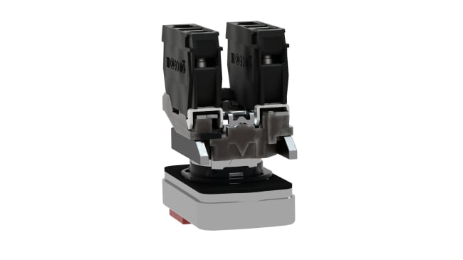 Pulsante SPDT Schneider Electric XB4BL73415, montaggio a pannello, diametro 22mm, verde e rosso, grado di protezione IP67/IP69K.