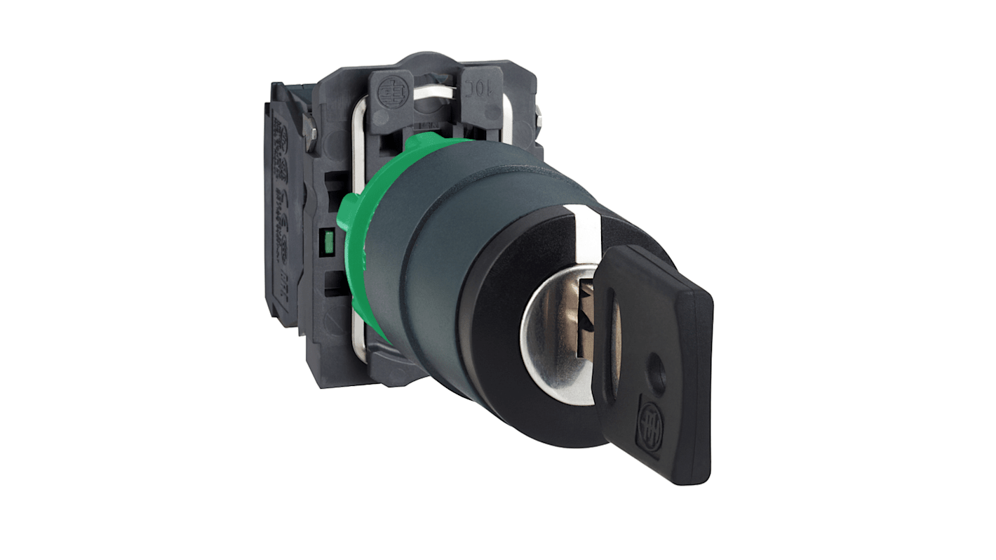 Interruttore a chiave Schneider Electric XB5AG33, 3 posizioni, montaggio a vite, diametro 22 mm, contatti in lega d'argento.