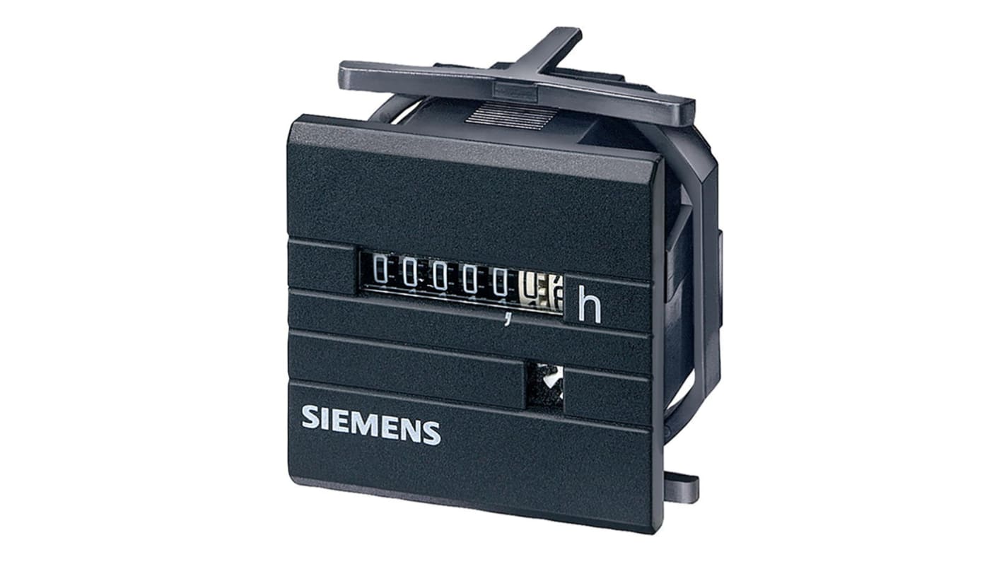 Contatore elettronico Siemens 7KT5500 con display meccanico, montaggio frontale, dimensioni 48 x 48 mm, protezione IP20.
