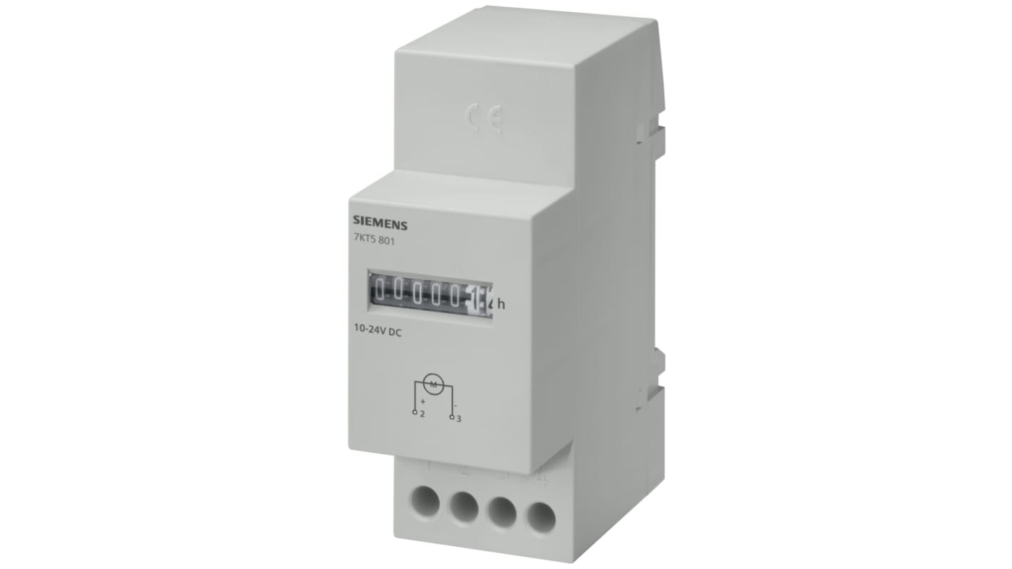 Contatore meccanico Siemens 7KT5807, 7 cifre, montaggio su guida DIN, tensione 230 V, protezione IP20, senza reset.