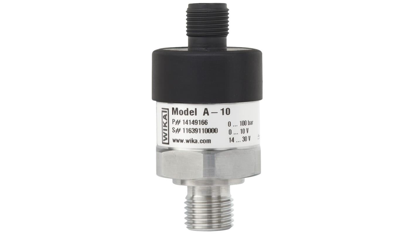 Sensore di pressione WIKA 46879245, serie A10, acciaio inox, 400 bar, uscita 4-20 mA, IP65, M12 x 1.