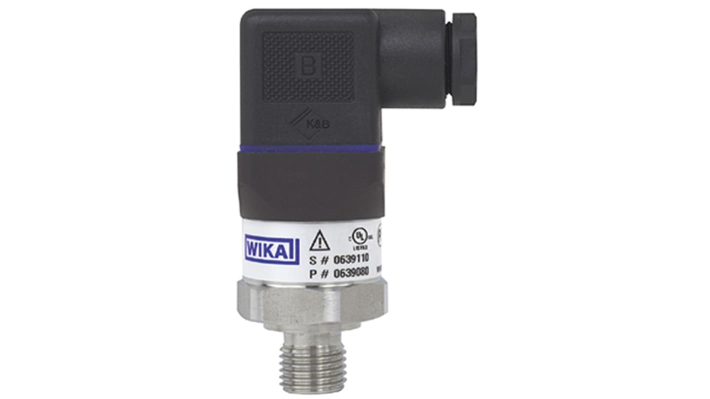 Sensore di pressione WIKA 14076933, trasmettitore S-20, 10bar, uscita 4-20 mA, acciaio inox, IP65, -15/+125 °C.