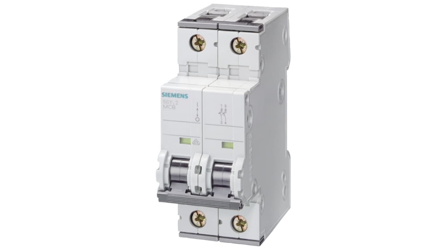 Interruttore magnetotermico Siemens 2P 1A 10 kA, Tipo D (5SY4201-8) per impianti industriali e residenziali - Sicurezza e affidabilità garantite.