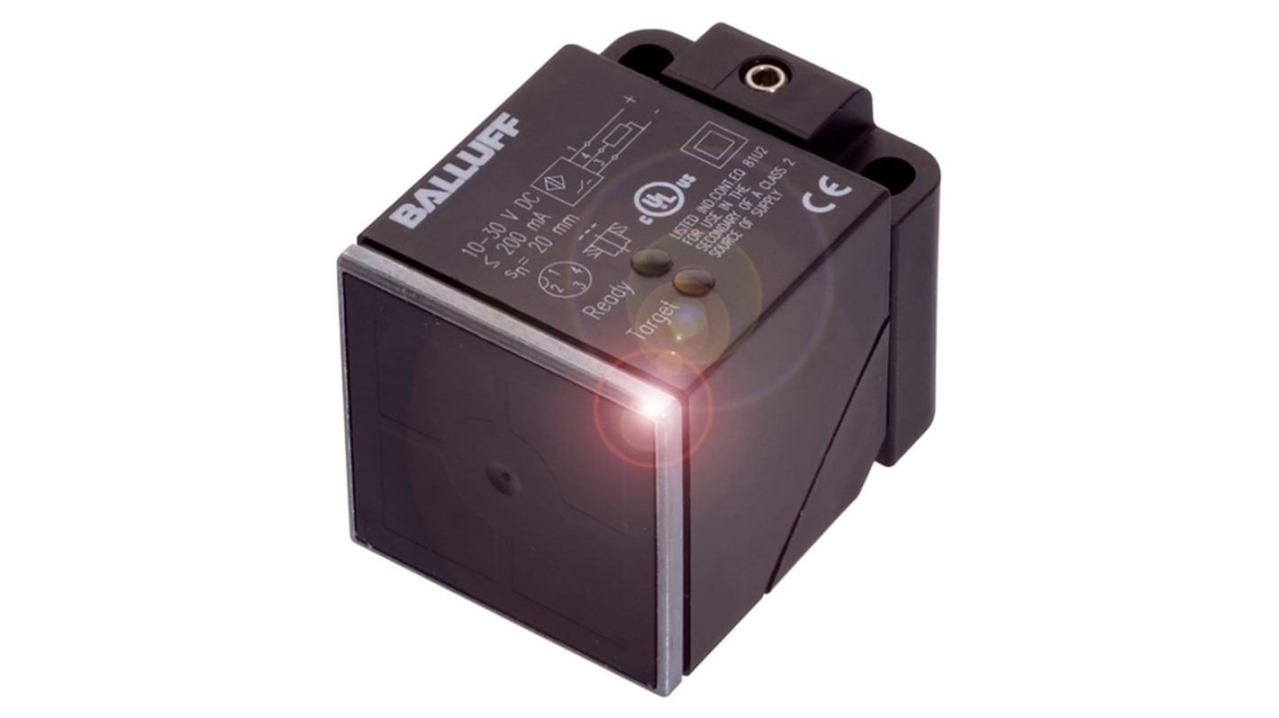 Sensore di prossimità PNP BALLUFF BES Q40KFU-PAC20A-S04G, induttivo, 20 mm, IP67, montaggio a filo, connettore M12.