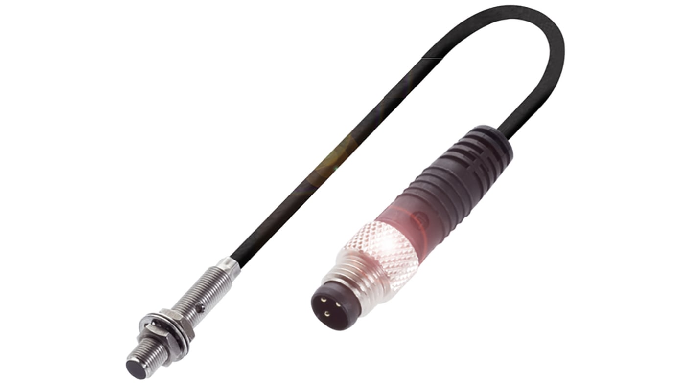 Sensore di prossimità cilindrico PNP BALLUFF BES 516-3005-G-E4-C-S49-00, M5, rilevamento 1,5 mm, IP67, acciaio inox, 27 mm.