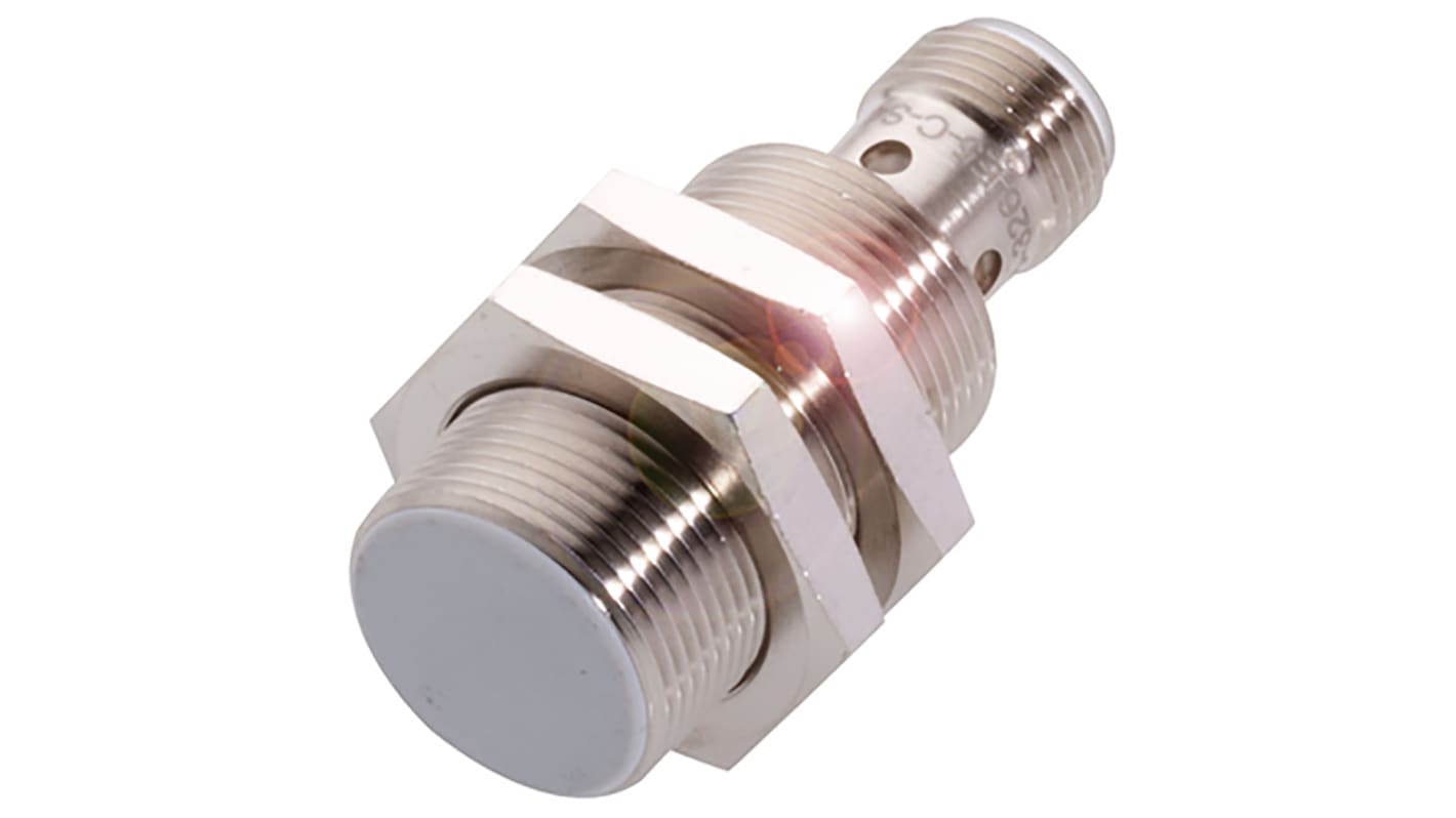 Sensore di prossimità cilindrico PNP BALLUFF BES 516-326-G-E5-Y-S4, rilevamento fino a 8 mm, montaggio a filo, grado di protezione IP67.