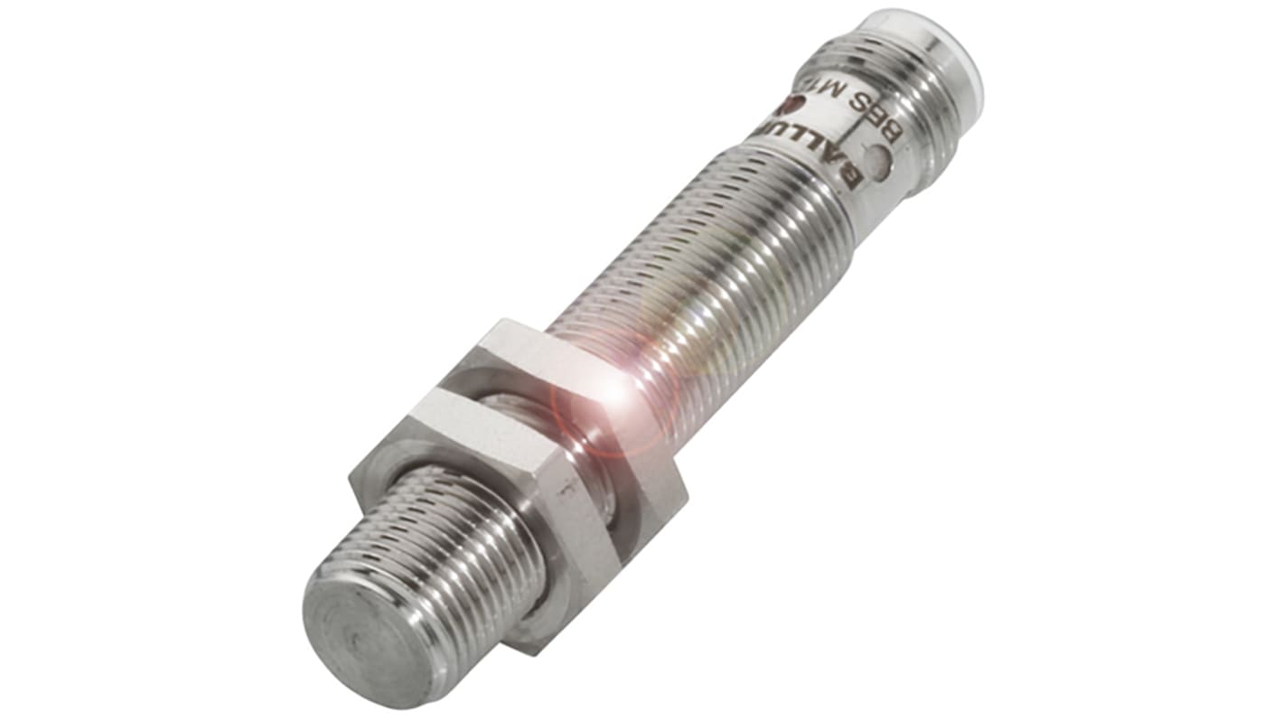 Sensore di prossimità cilindrico BALLUFF BES M12EI-PSC40B-S04G-S, PNP, rilevamento 4 mm, IP67, connettore M12 a 4 pin.