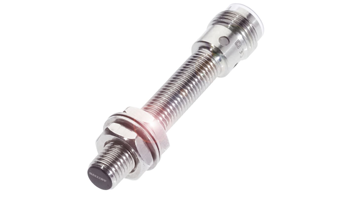 Sensore di prossimità induttivo cilindrico BALLUFF BES M08MH1-PSC30B-S04G, PNP, M8, rilevamento 3 mm, IP67.