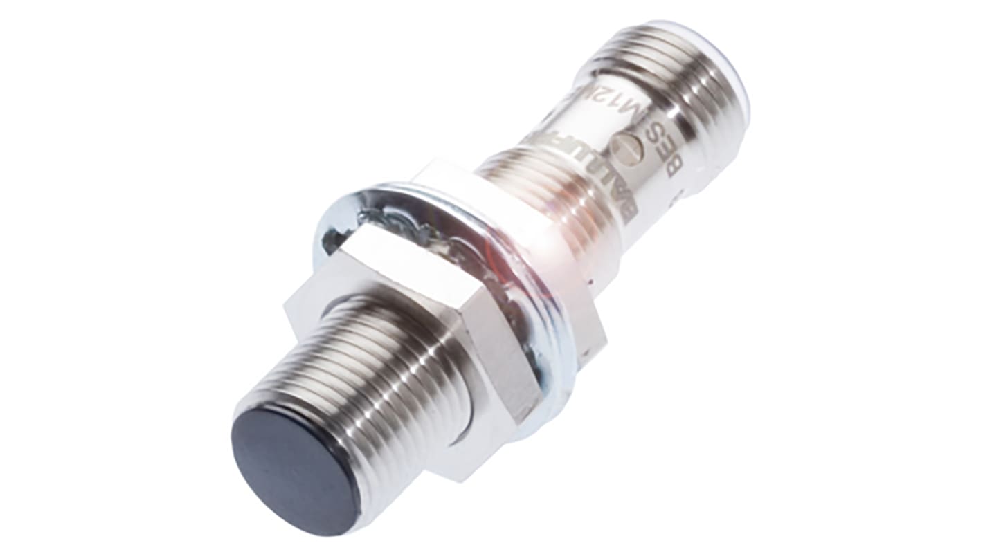 Sensore di prossimità cilindrico PNP BALLUFF BES 516-370-E5-C-S4, M12, rilevamento 2 mm, IP68, alimentazione 10-30 V c.c.