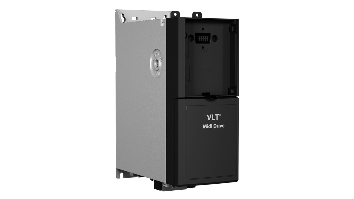 Inverter Danfoss 134U7731, 1,5 kW, 3 fasi, montaggio a pannello, dimensioni 168x75x210 mm, grado di protezione IP20.