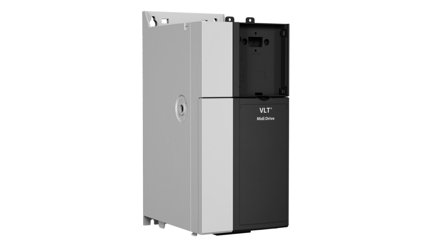 Inverter Danfoss 134U7721, 7,5 kW, 3 fasi, montaggio a pannello, dimensioni 168x115x272,5 mm, grado di protezione IP20.