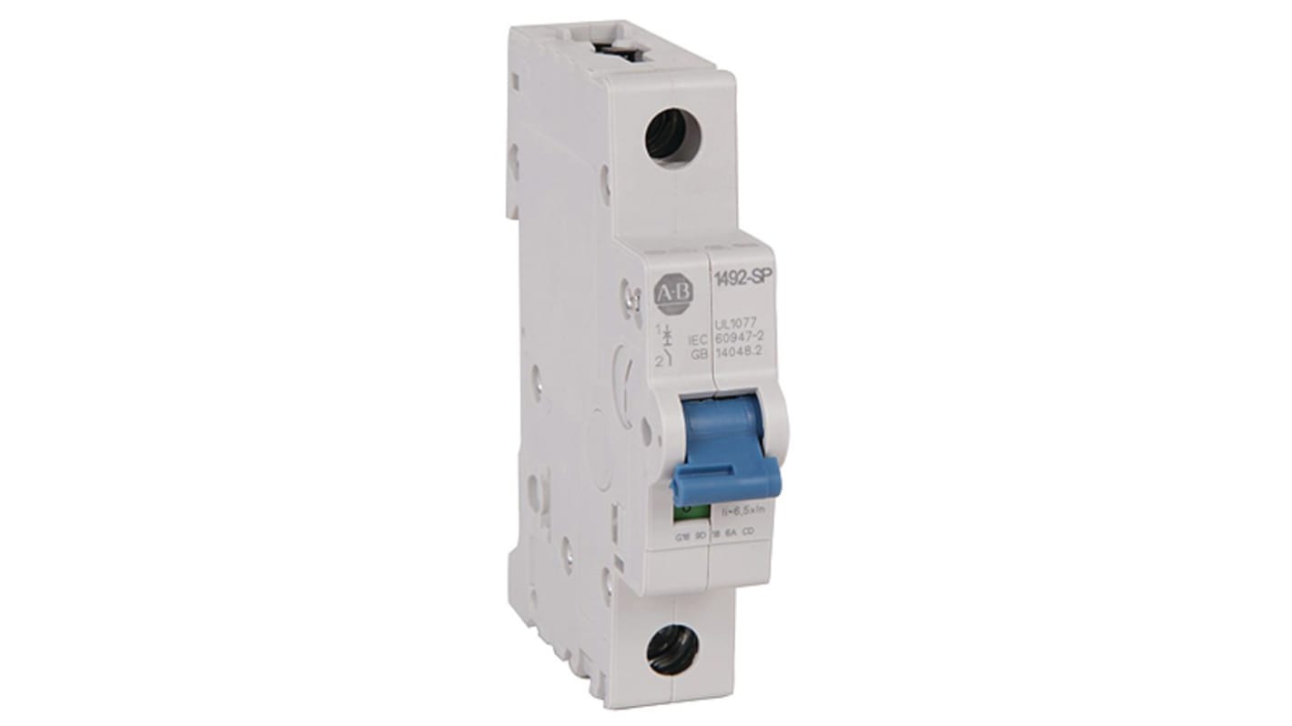 Interruttore magnetotermico Allen Bradley 1492-SPM1C320, 1P 32A Tipo C per protezione circuiti industriali. Montaggio su guida DIN, certificazioni internazionali.