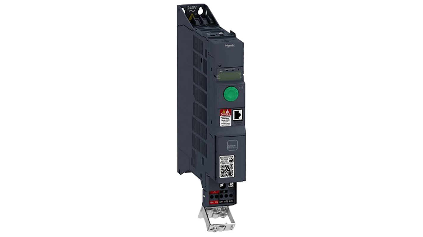 Inverter Schneider Electric ATV320U22N4B, 2,2 kW, 400 V c.a. per motori trifase, controllo avanzato, connettività field bus, automazione industriale.