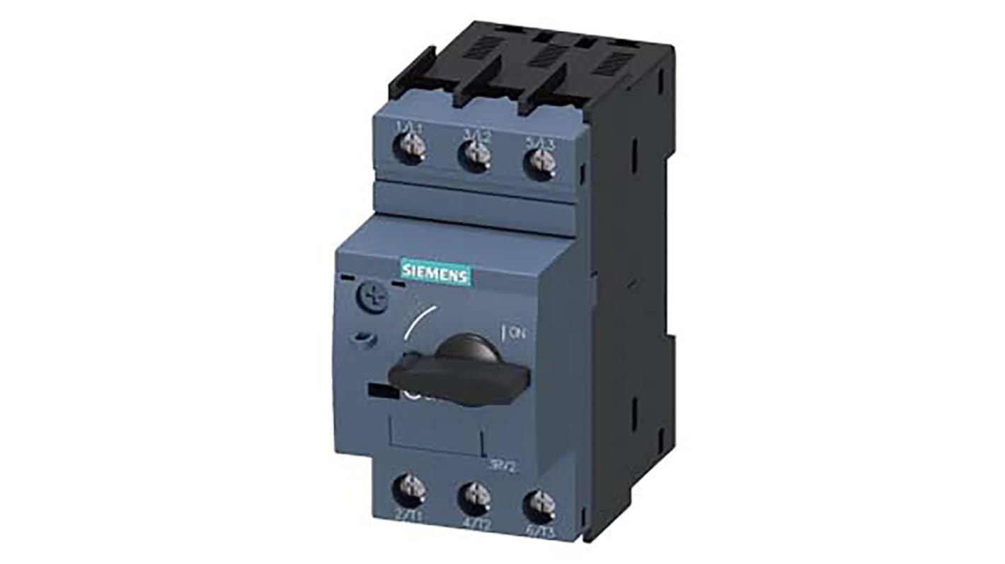 Interruttore automatico motore Siemens 3RV2021-0KA10, 1,25 A, Classe 10. Protezione motori, approvato CE/UL/CSA. Resistenza 6 kV, perdita potenza 6/7 W.