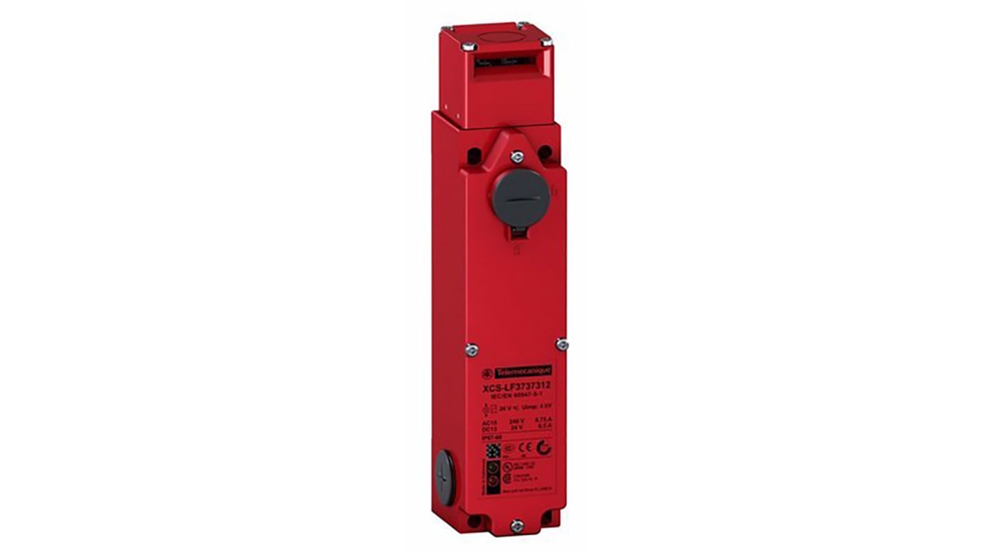 Interruttore di interblocco a solenoide Telemecanique Sensors XCSE73117: 2NC, IP67, 240V, design compatto per macchinari industriali pesanti.