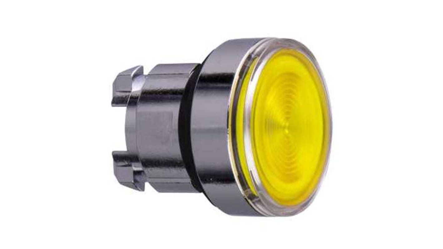 Attuatore pulsante instabile giallo Schneider Electric, serie Harmony XB4, diametro 22mm, IP66/IP67/IP69K, design rotondo, illuminato.