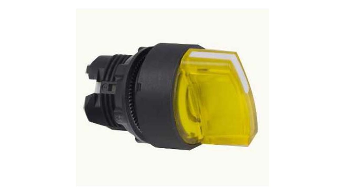 Selettore Harmony XB5 di Schneider Electric, 2 posizioni, Ø 22 mm, con teste illuminate in vari colori, protezione IP66/IP67/IP69K. Codice ZB5AK1483.