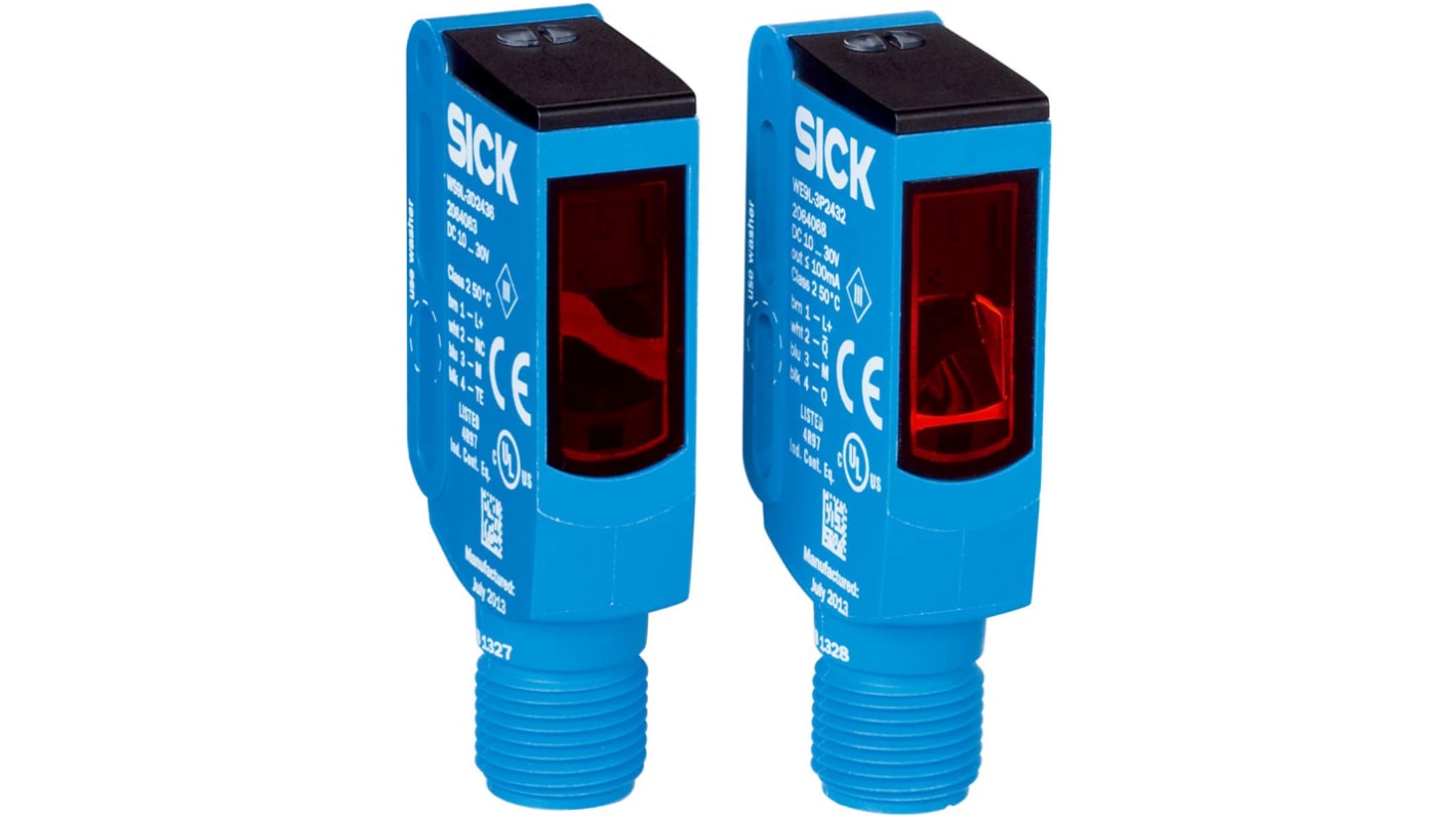 Sensore fotoelettrico Sick WSE9LC-3P2436A00, rilevamento fino a 60 m, uscita PNP, montaggio a pannello, grado di protezione IP66/IP67/IP69K.