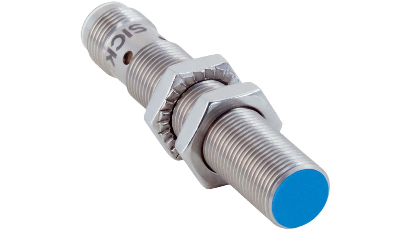 Sensore di prossimità cilindrico Sick IMB12-04BPPVC0S, PNP M12, rilevamento 4 mm, custodia in acciaio inox, IP68/IP69K.