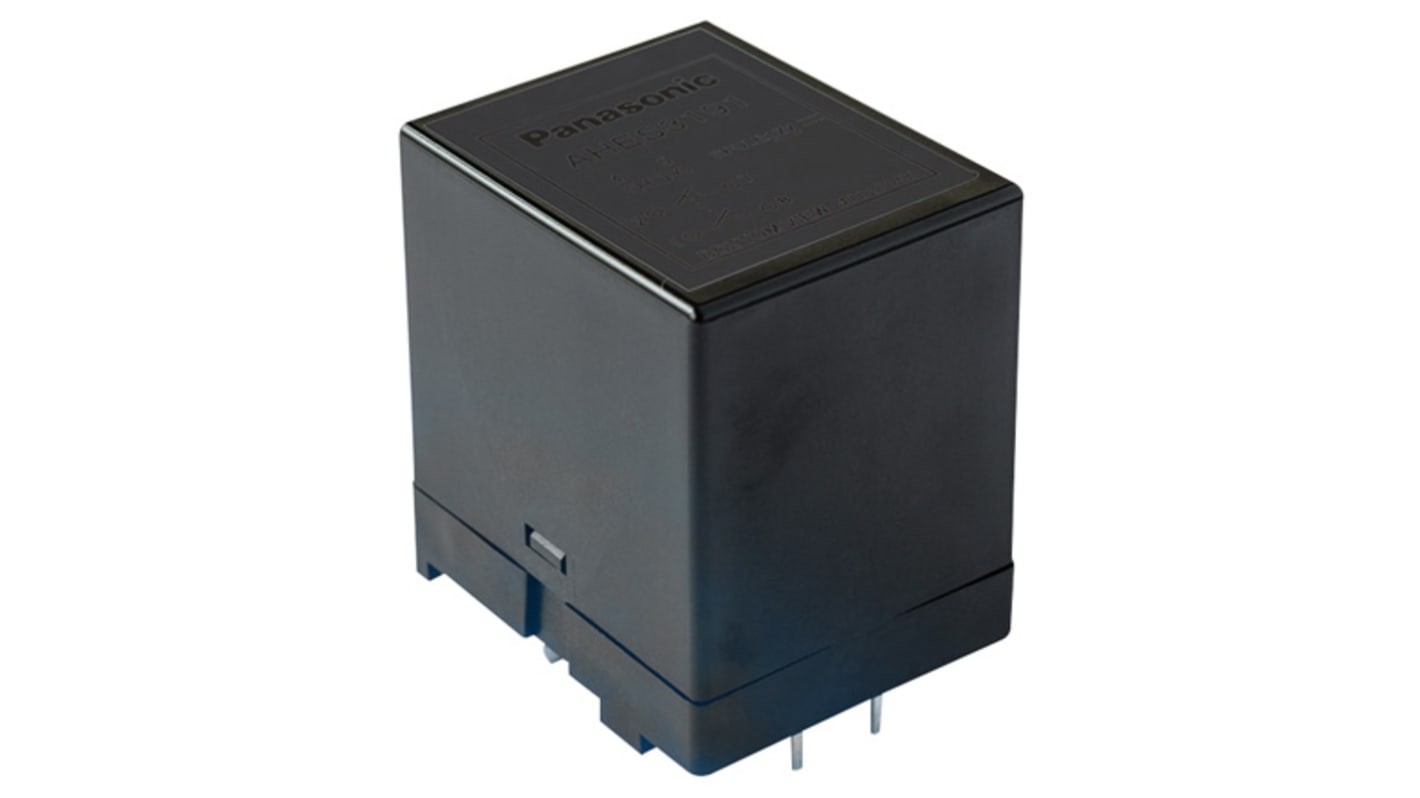 Relè di potenza Panasonic AHES4291, DPST SPST per montaggio su circuito stampato, 12V cc, 35A, dimensioni 30mm x 40mm x 36mm.