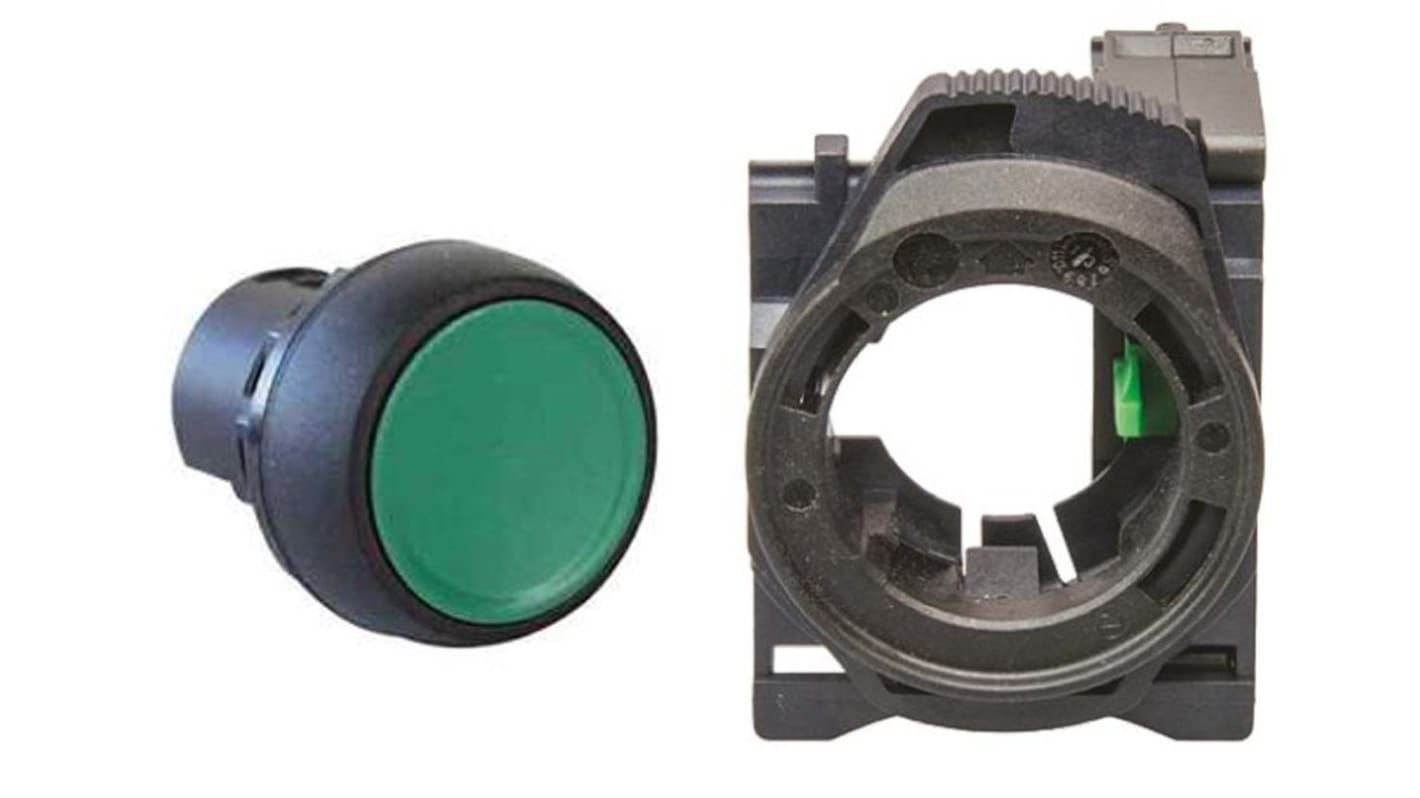 Pulsante SPST Allen Bradley 800FP-F3PX10, montaggio a pannello, verde, diametro 22.5 mm, protezione IP66/IP69K.