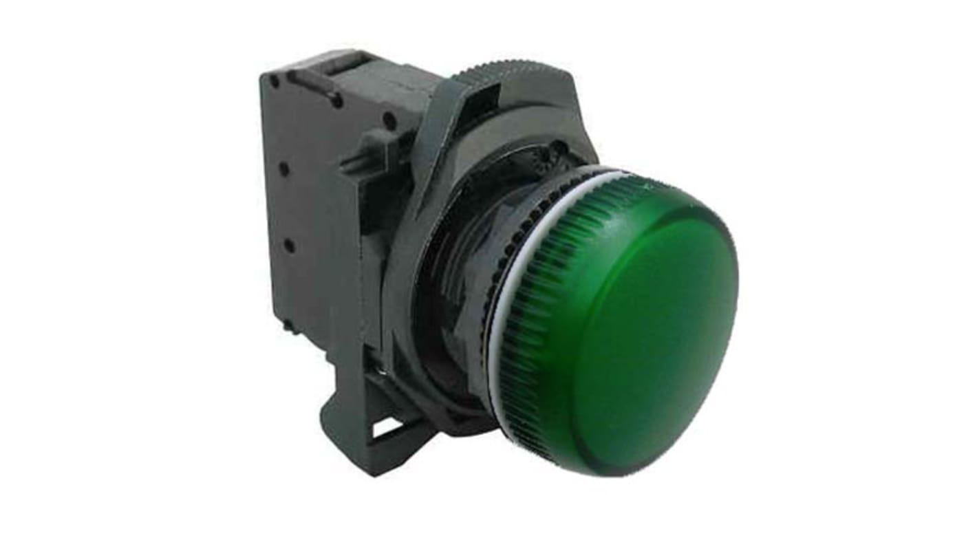 Allen Bradley 800FP-P3PN5G, spia LED verde per pannello Bulletin, foro 22 mm, montaggio a pannello, 120 V c.a., grado di protezione IP66.