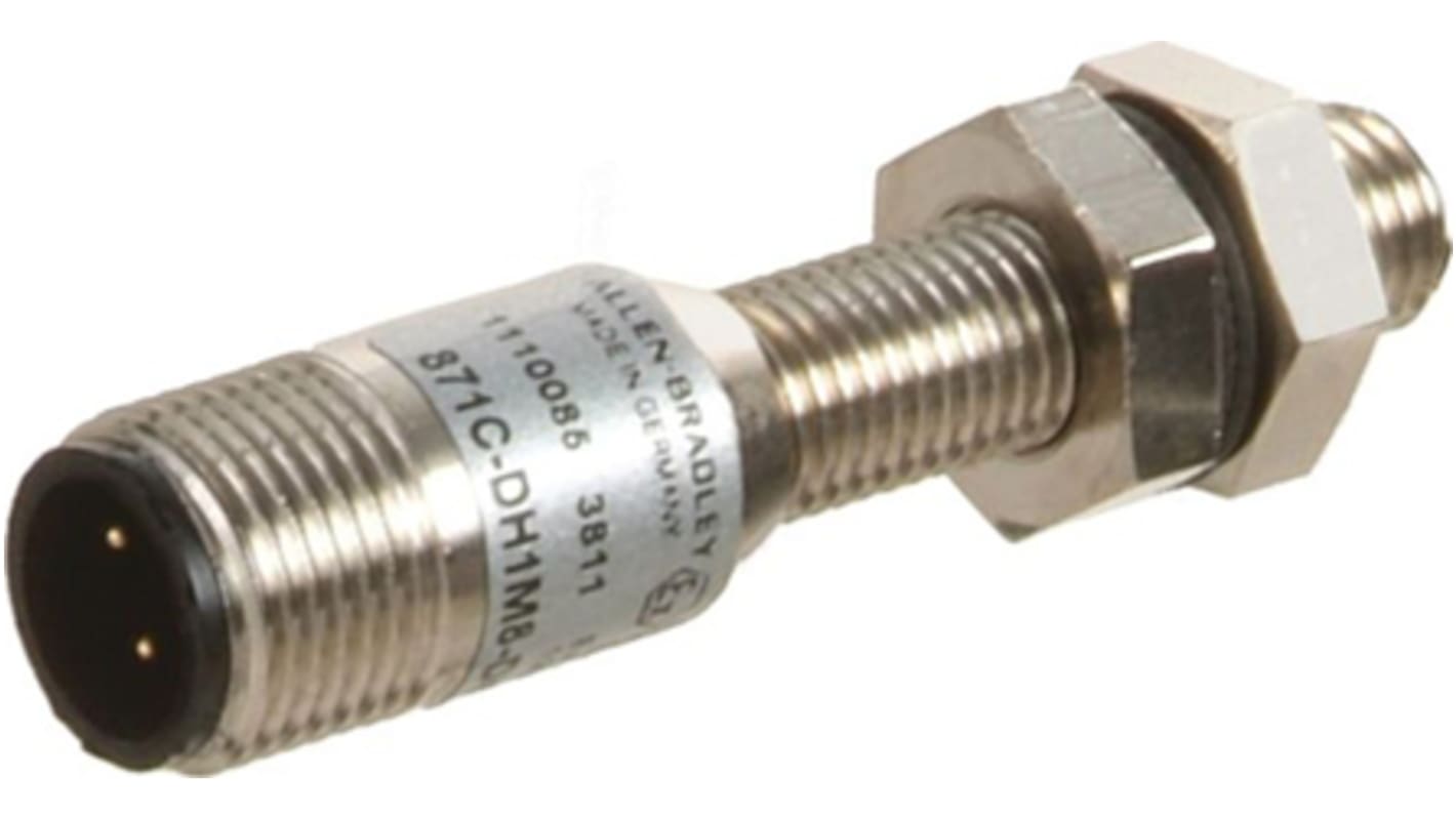 Allen Bradley 871C-D1NP5-P3, sensore di prossimità induttivo PNP, M5, 0,8 mm, IP67, acciaio inox, montaggio a filo.