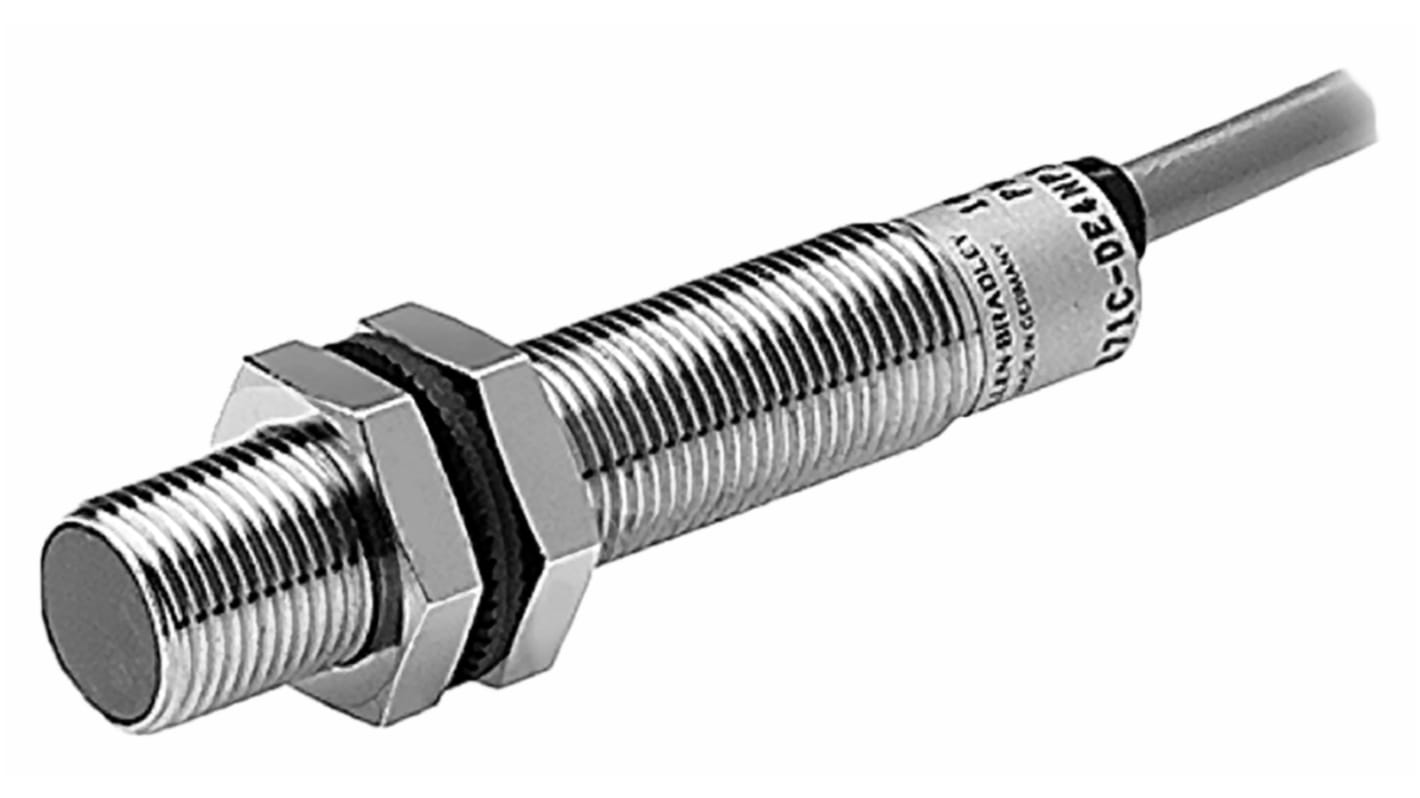 Allen Bradley 871C-M2NP5-E2, sensore induttivo cilindrico PNP, filetto M5, rilevamento 1,5 mm, IP67, montaggio a filo.