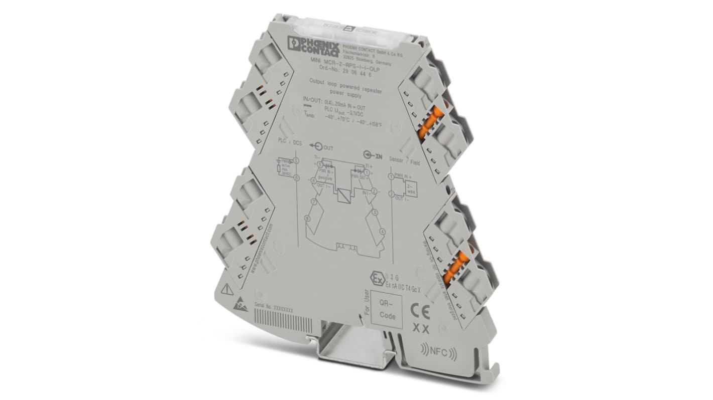 Phoenix Contact 2906446, condizionatore di segnale MINI MCR, isolatore passivo a 2 canali per segnali 0-20 mA, montaggio su guida DIN.