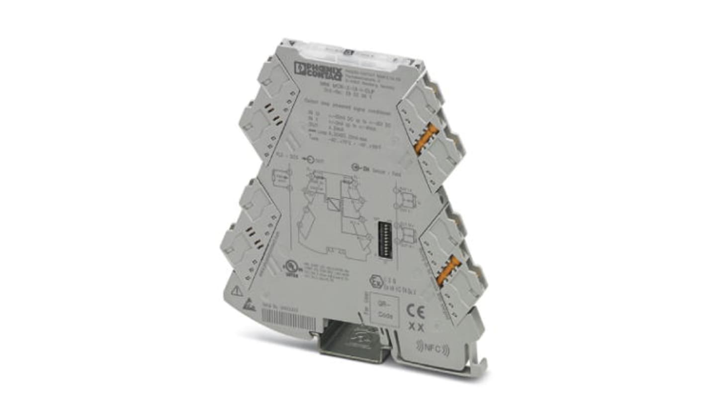 Phoenix Contact, isolatore passivo 2 canali MINI MCR ATEX, alimentato a loop, montaggio su guida DIN, temperatura -40/+70 °C.